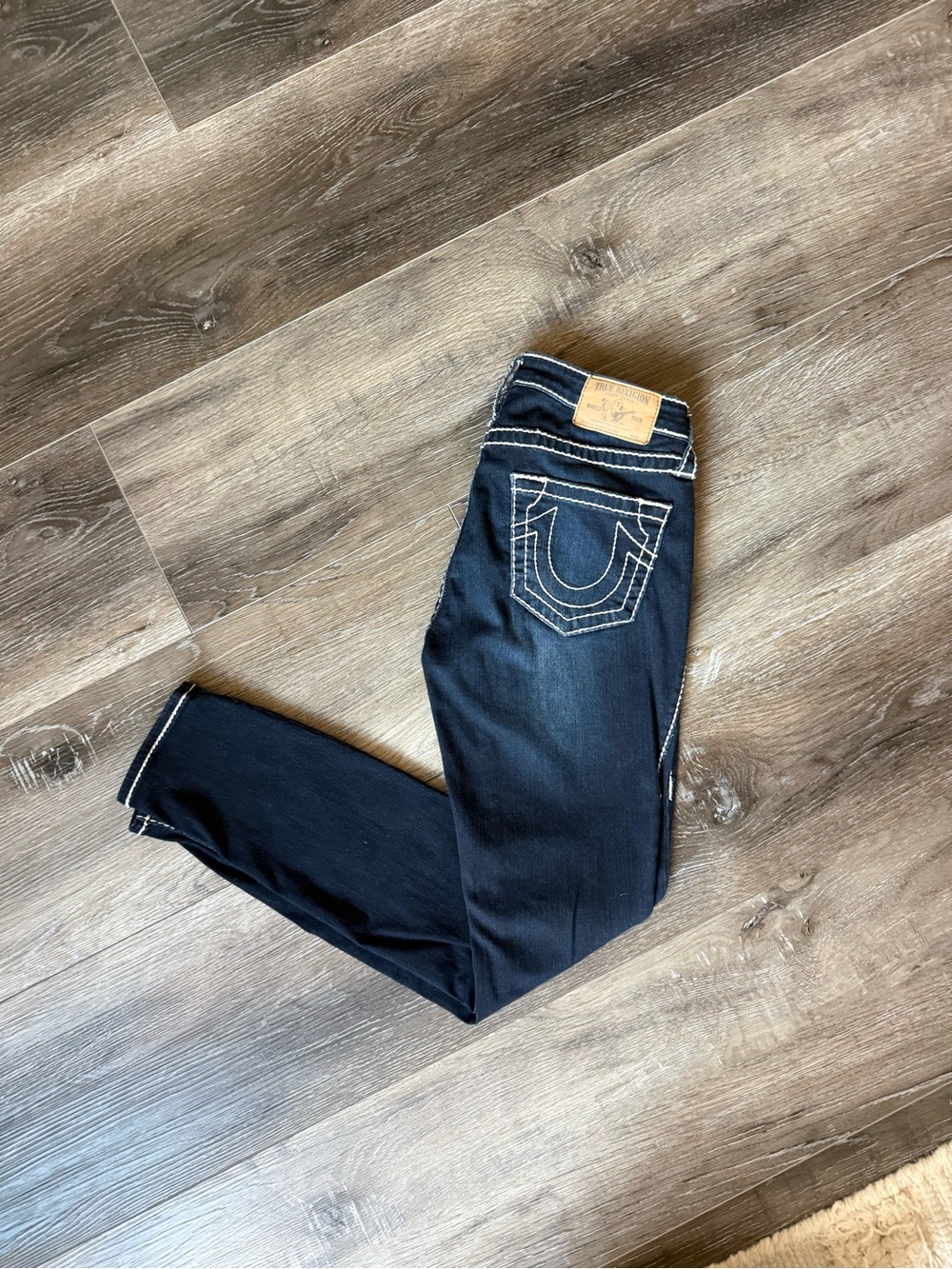 True Religion Dark Navy Skinny Jeans with Contrast Stitching